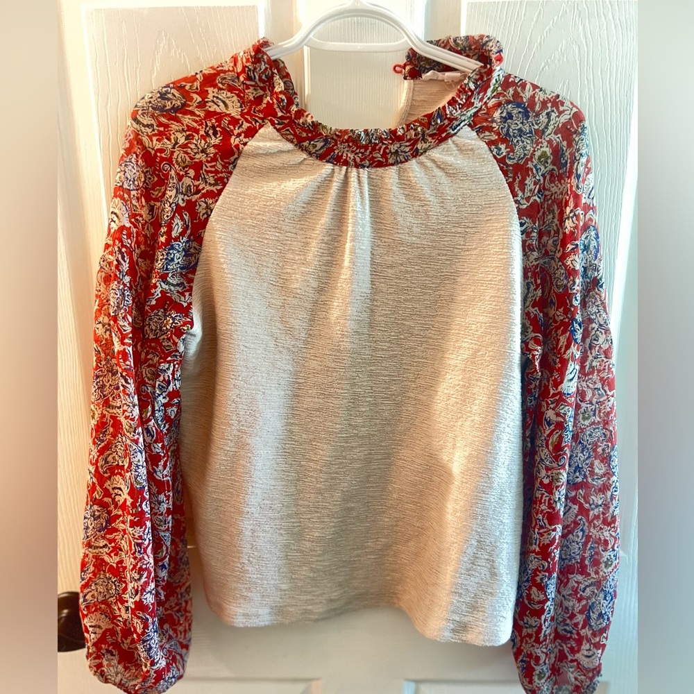 THML at Anthropologie Contrast Sleeve Blouse